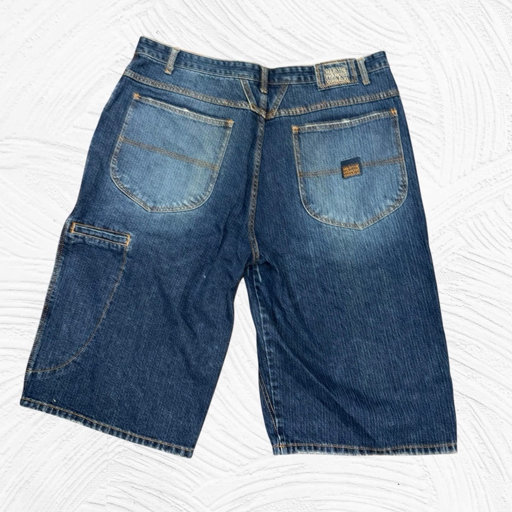 Marithe Francois Girbaud Shorts  42(41X16) Blue Stripe Long‎ jorts Baggy Denim